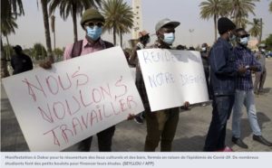 Manifestation à Dakar pour la réouverture des lieux culturels et des bars