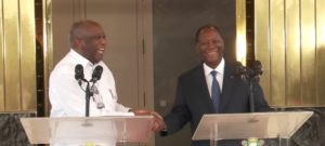 Alassane Ouattara et l'ex-président Laurent Gbagbo
