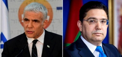 Les chefs de la diplomatie d'Israël et du Maroc Yaïr Lapid et Nasser Bourita