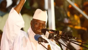 L'ex-président gambien Yahya Jammeh lors d'un meeting à Banjul en novembre 2016